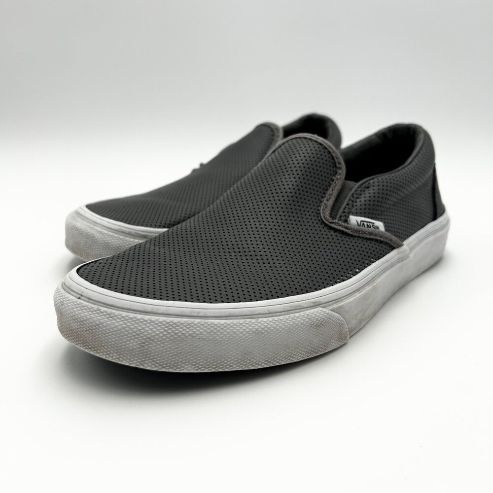 Vans Gray Slip-On Perforated Canvas Sneakers Men's Size 6.5 / Women's 8 Shoes